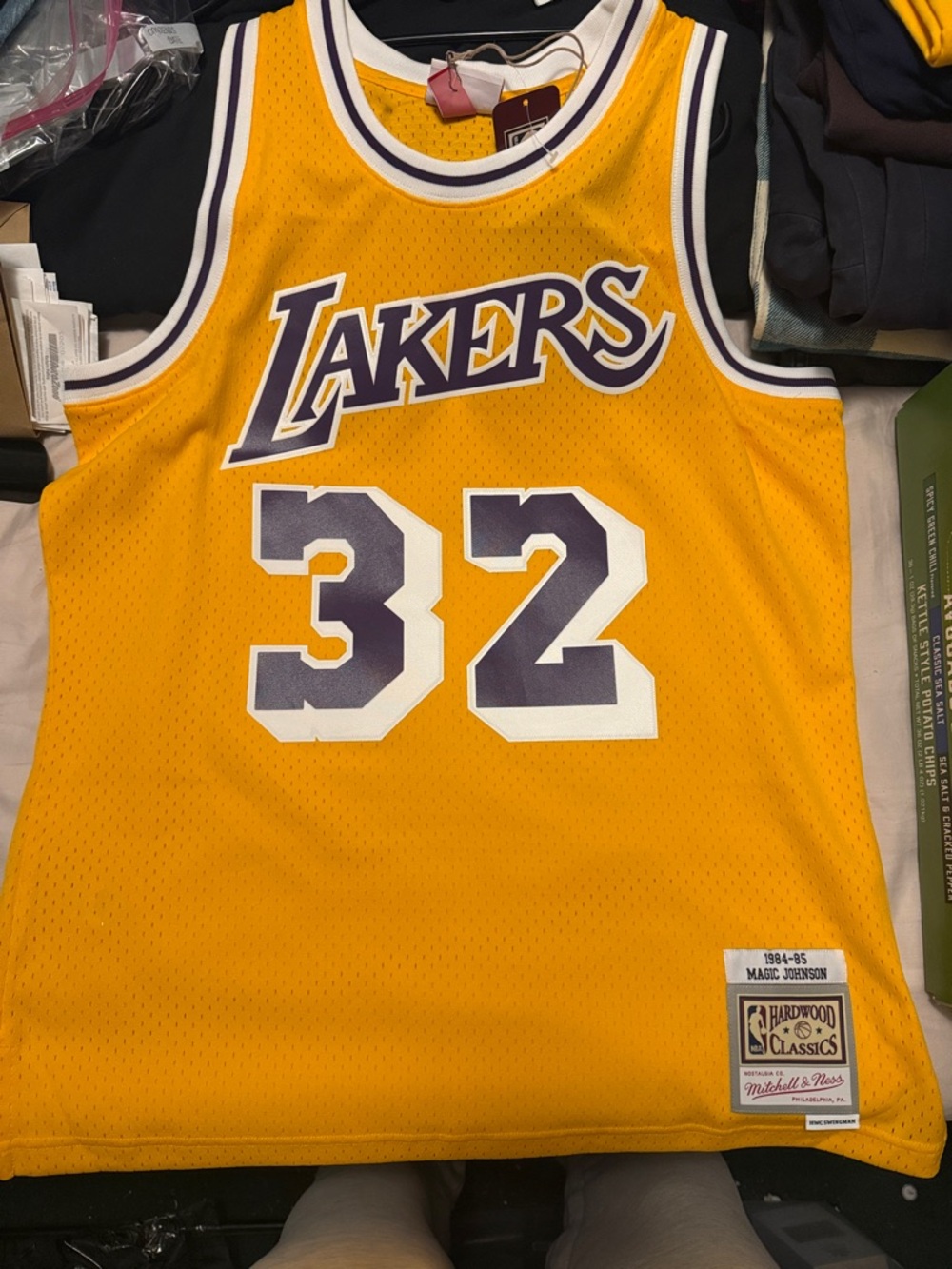 Mitchell & Ness Lakers Yellow/Purple #32 Hardwood Classics Jersey